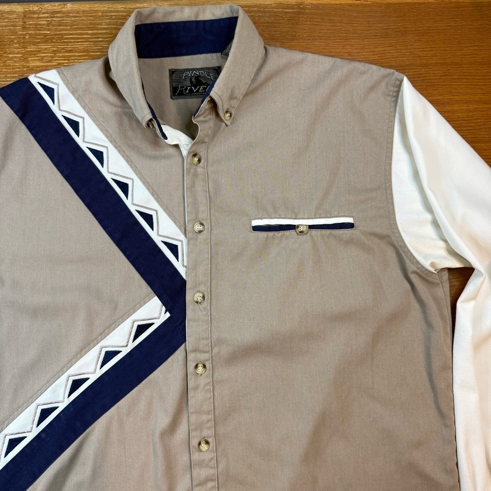 Spindle River Shirt Mens Large Brown Westernwear Cowboy Rodeo Aztec Outdoors
